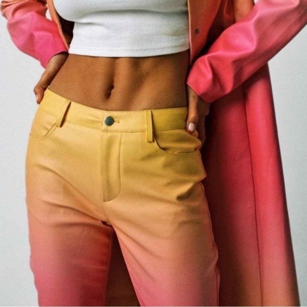 I.AM.GIA Pants Womens Medium Pink Yellow Davika Faux Leather Ombre Sunset - Picture 2 of 11